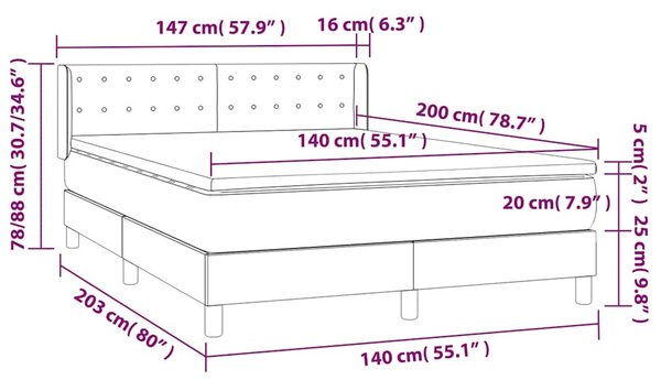 Box spring postel s matrací světle šedá 140x200 cm samet 3131201