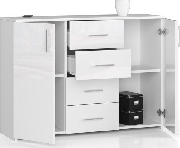 Ak furniture Komoda Torvi K 110,4 cm bílá lesklá