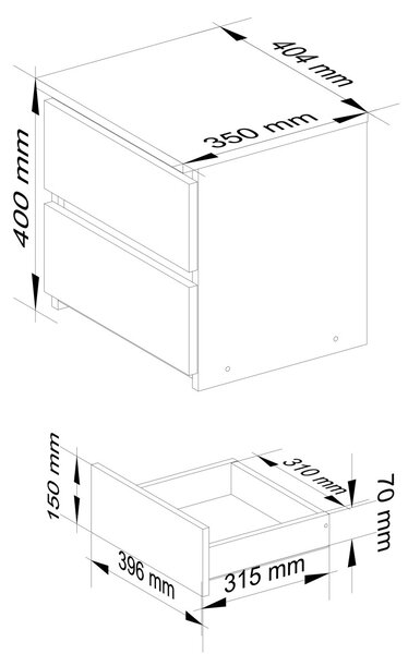 Ak furniture Noční stolek CL2 40 cm bílý