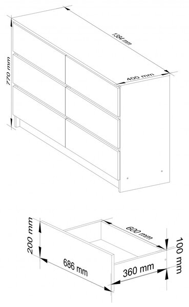 Ak furniture Komoda Rollo K 138,4 cm dub sonoma