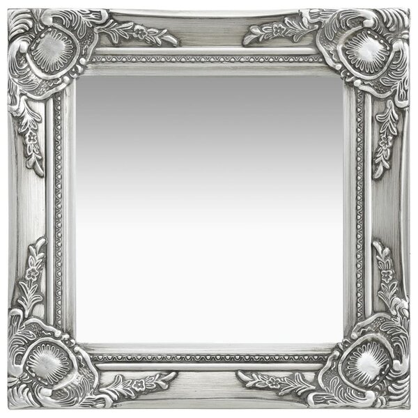 Nástěnné zrcadlo barokní styl 40 x 40 cm stříbrné