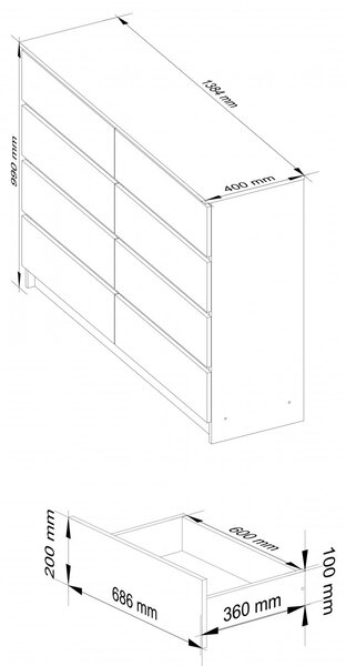 Ak furniture Komoda Rollo X 138,4 cm dub sonoma/bílá