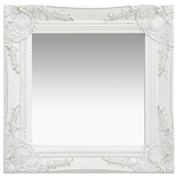 Nástěnné zrcadlo barokní styl 40 x 40 cm bílé