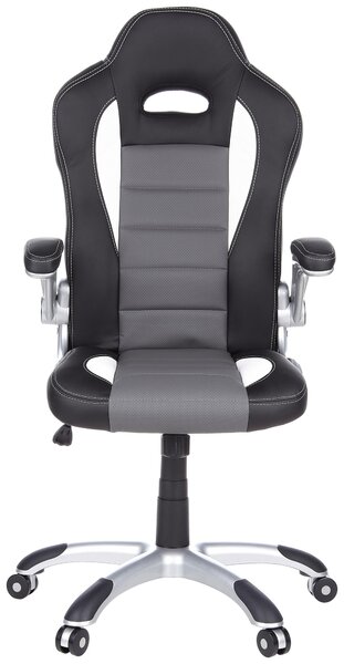 HERNÍ ŽIDLE, vzhled kůže, šedá, černá, bílá MID.YOU - Online Only kancelářské židle, Online Only