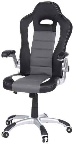 HERNÍ ŽIDLE, vzhled kůže, šedá, černá, bílá MID.YOU - Online Only kancelářské židle, Online Only