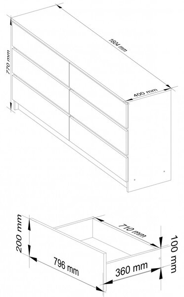 Ak furniture Komoda Rollo V 160,4 cm bílá matná