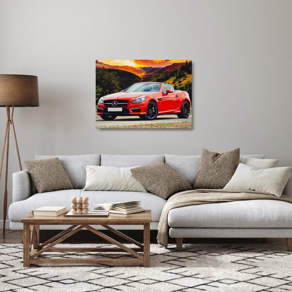Skleněný obraz - červený Mercedes (70x50 cm)