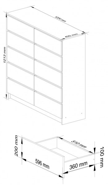 Ak furniture Komoda Kuba 120 cm bílá/červená