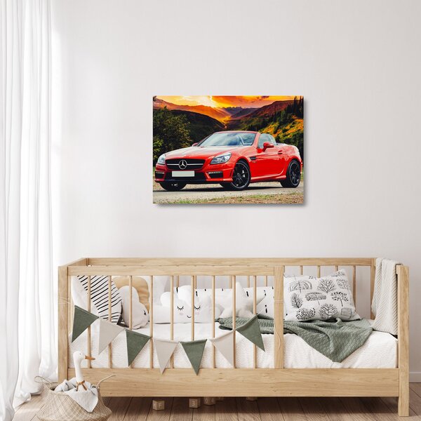Skleněný obraz - červený Mercedes (70x50 cm)