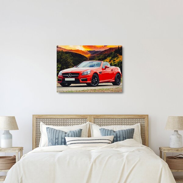 Skleněný obraz - červený Mercedes (70x50 cm)