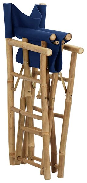 Skládací režisérská křesla 2 ks modrá bambus a textil 313030