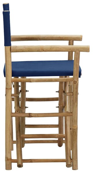 Skládací režisérská křesla 2 ks modrá bambus a textil 313030