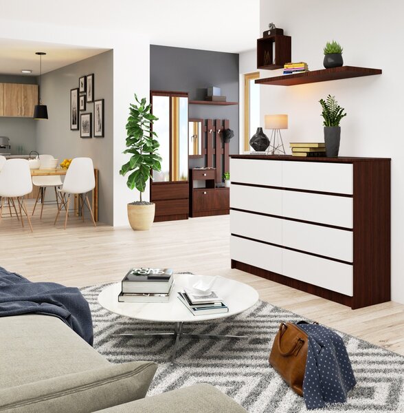 Ak furniture Komoda Rollo X 140 cm wenge/bílá
