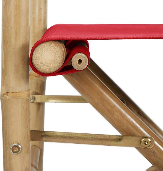 Skládací režisérská křesla 2 ks červená bambus a textil 313031
