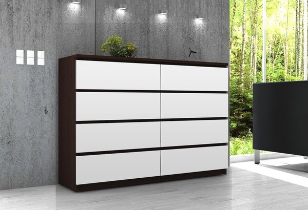 Ak furniture Komoda Rollo X 140 cm wenge/bílá