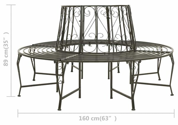 Zahradní lavice kolem stromu 160 cm ocel 313033