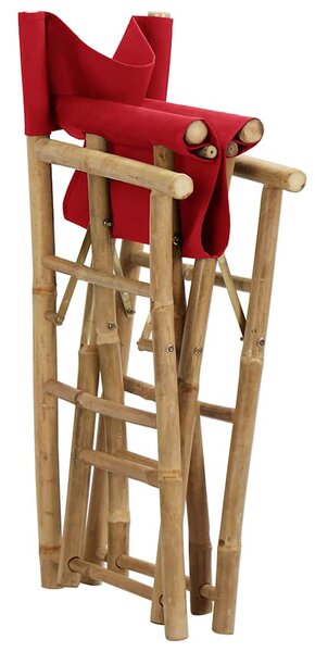 Skládací režisérská křesla 2 ks červená bambus a textil 313031
