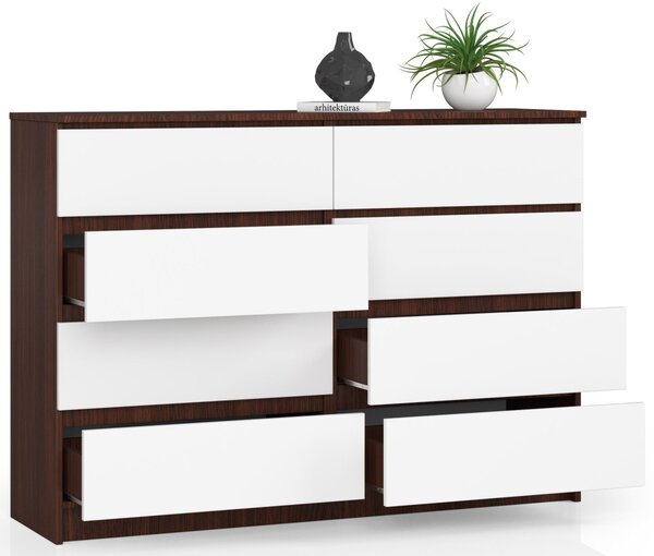 Ak furniture Komoda Rollo X 140 cm wenge/bílá