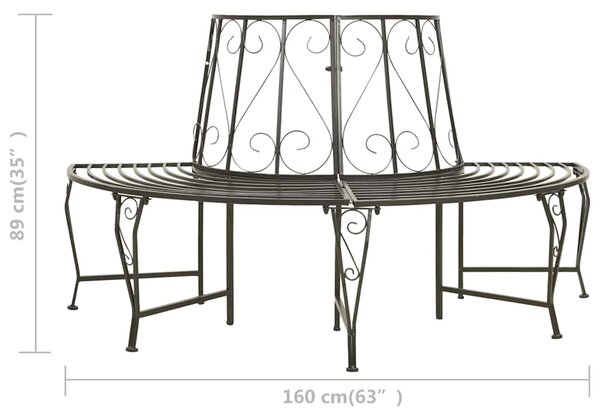 Polokruhová zahradní lavice kolem stromu 160 cm ocel 313034