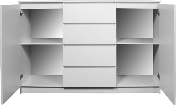 Ak furniture Komoda Kryštof 140 cm 2 skříňky a 4 šuplíky bílá