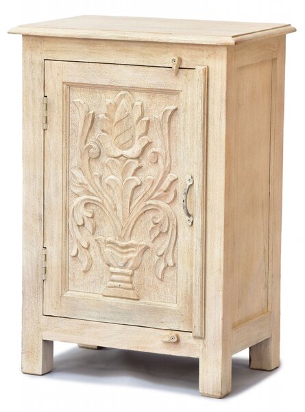 Noční stolek z mangového dřeva, ručně vyřezávaný, 54x33x74cm