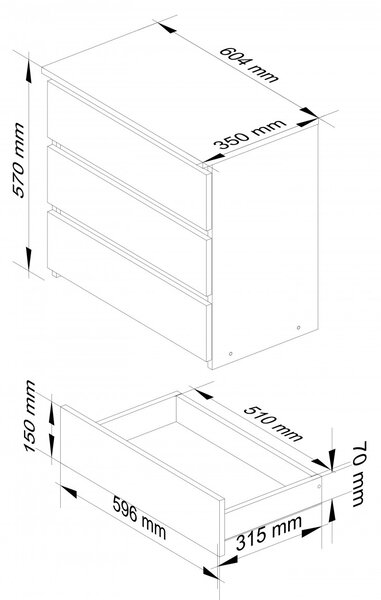 Ak furniture Komoda CL3 60 cm dub sonoma