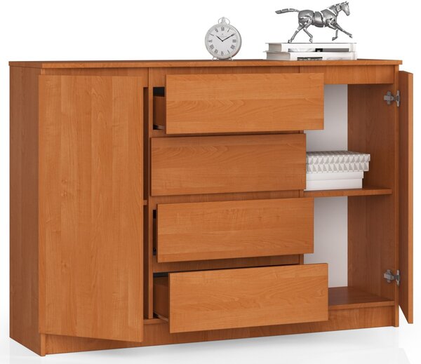 Ak furniture Komoda Kryštof 140 cm 2 skříňky a 4 šuplíky olše