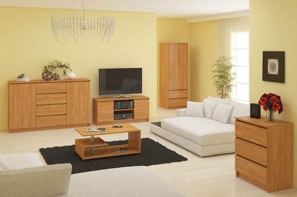 Ak furniture Komoda Kryštof 140 cm 2 skříňky a 4 šuplíky olše