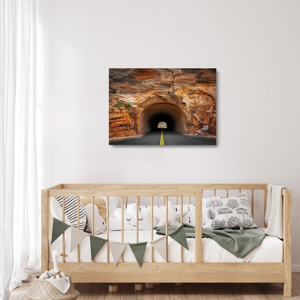 Skleněný obraz - tunel ve skále (70x50 cm)