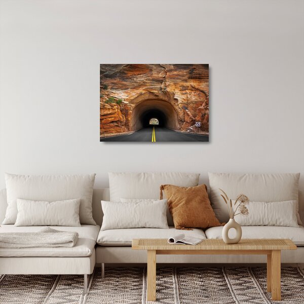 Skleněný obraz - tunel ve skále (70x50 cm)