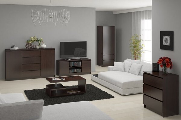 Ak furniture Komoda Kryštof 140 cm 2 skříňky a 4 šuplíky wenge