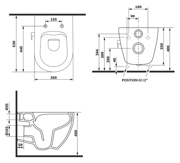 Isvea Isvea, INFINITY CLEANWASH závěsná WC mísa, integrovaná baterie a bidetová sprška, Rimless, 36,5x53cm, bílá, 10NFS9217I