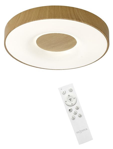 Mantra 7568 Coin, stropní svítidlo LED 56W 2700K-5000K s dálkovým ovladačem, průměr 38cm, imitace dřeva