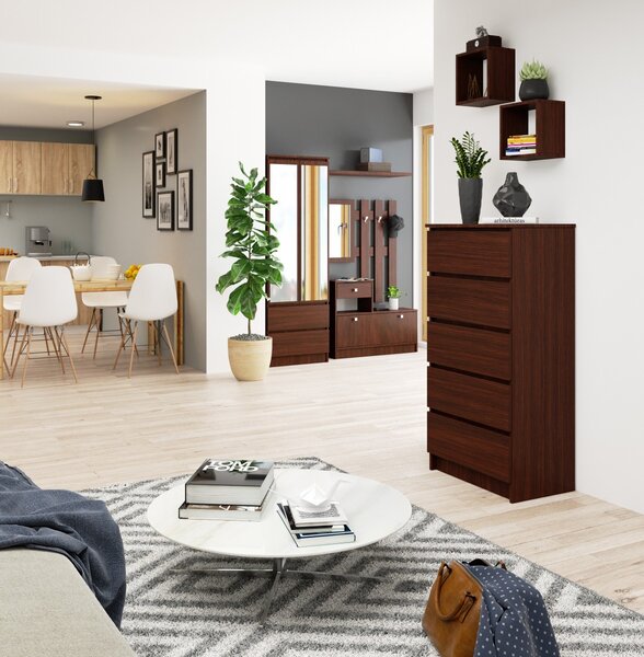 Ak furniture Komoda Kuba 60 cm - 5 šuplíků wenge
