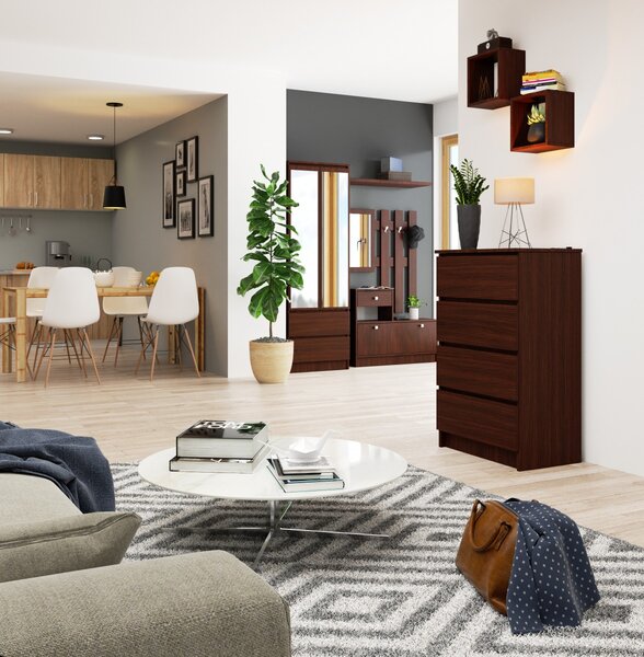 Ak furniture Komoda Kuba 60 cm - 4 šuplíky wenge