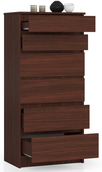 Ak furniture Komoda Kuba 60 cm - 6 šuplíků wenge