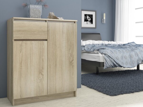 Ak furniture Komoda Kiara 80 cm 2 skříňky a 1 šuplík dub sonoma
