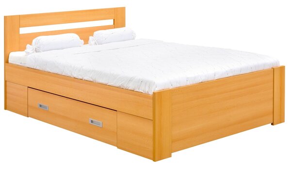 Zvýšené francouzské lůžko FABIE Šířka 120 cm, Modřín latte, zapuštěné úchytky