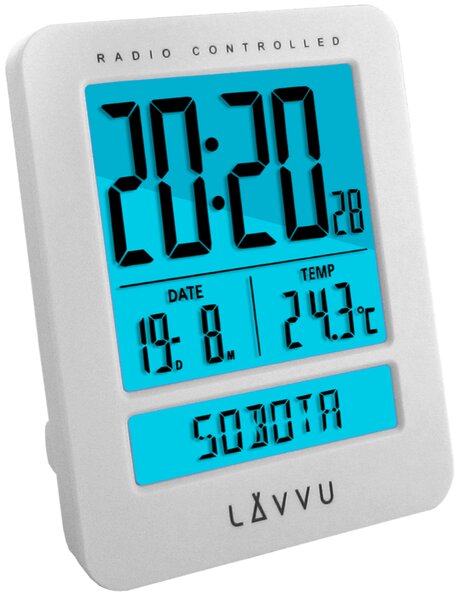 LAVVU Digitální budík řízený rádiovým signálem LAVVU Duo White LAR0020 (digitální budík, který umí česky!)