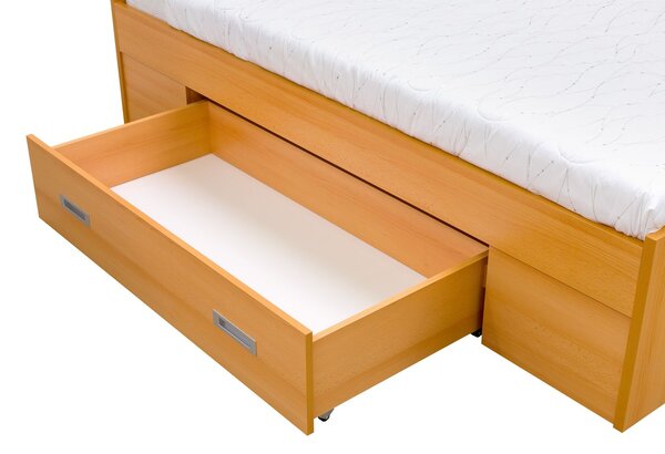 Zvýšené francouzské lůžko FABIE Šířka 120 cm, Modřín latte, zapuštěné úchytky