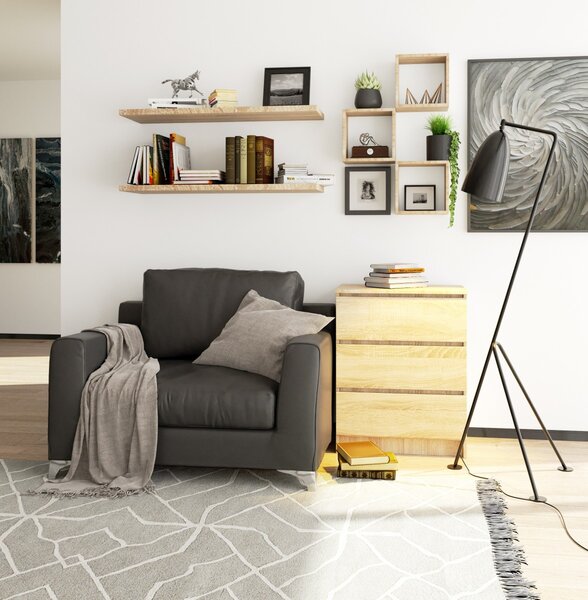 Ak furniture Komoda Kuba 60 cm - 3 zásuvky dub sonoma