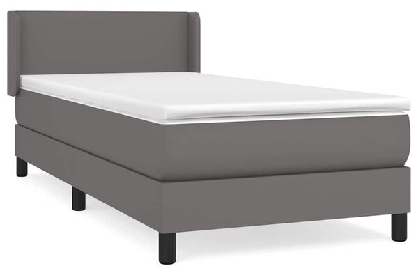 Box spring postel s matrací šedá 80 x 200 cm umělá kůže 3130629