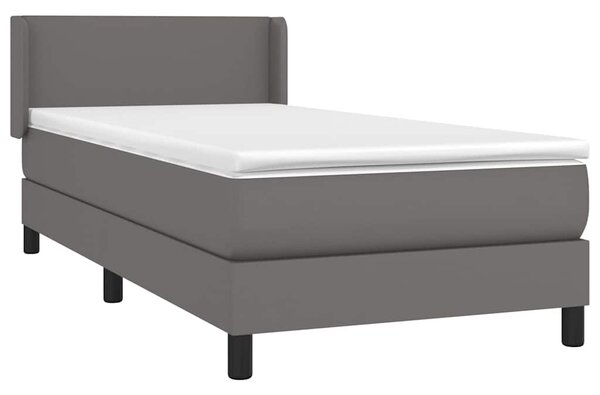 Box spring postel s matrací šedá 80 x 200 cm umělá kůže 3130629