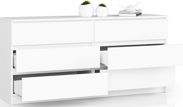 Ak furniture Komoda Rollo V 160,4 cm bílá matná