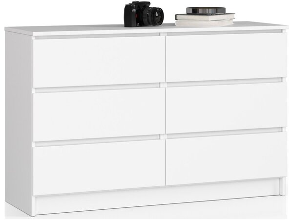 Ak furniture Komoda Kuba 120 cm 6 šuplíků bílá