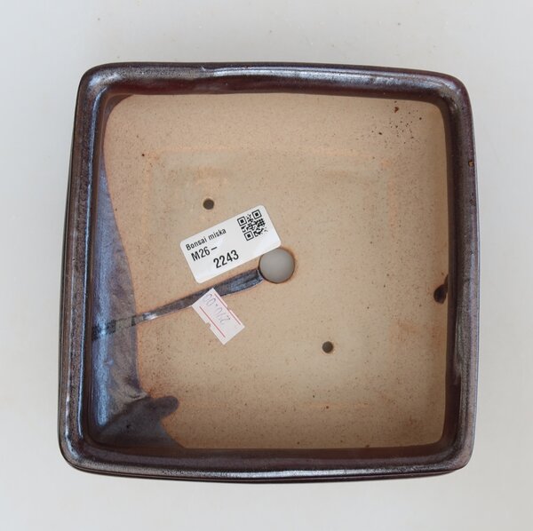 E-bonsai Keramická bonsai miska 15,5 x 15,5 x 6 cm hnědá