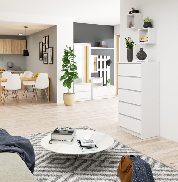 Ak furniture Komoda Kuba 60 cm - 5 šuplíků bílá