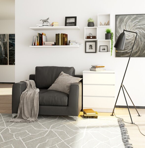 Ak furniture Komoda Kuba 60 cm - 3 šuplíky bílá