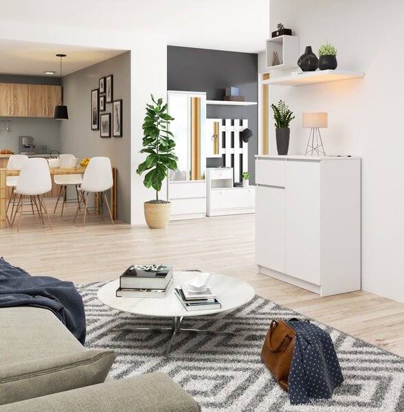 Ak furniture Komoda Kiara 80 cm 2 skříňky a 1 šuplík bílá