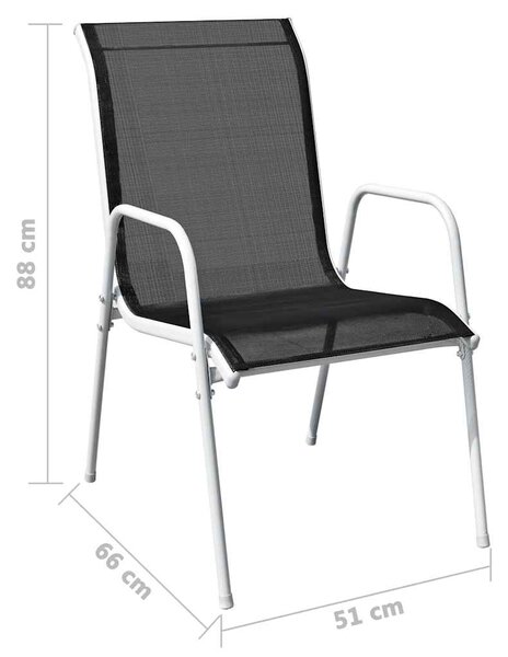 Stohovatelné zahradní židle 2 ks ocel a textilen černé 313070
